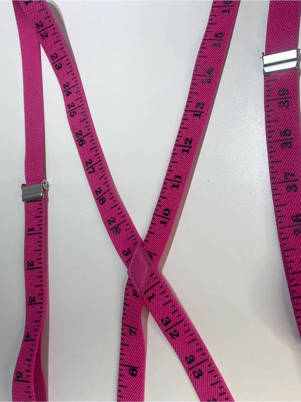 Hot Pink tape measure suspenders Fashion designer,sewing Machine girly - Picture 5 of 5